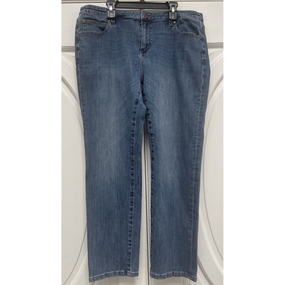 Soft Surroundings Women's Straight Leg Jeans Size 10 Med Wash Stretch